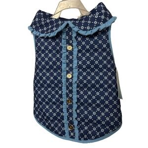 Draper James Blue Floral Quilted Dog Jacket Size Medium NEW